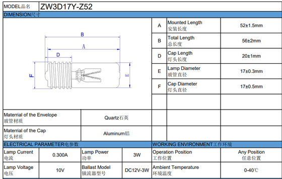 UV ব্যালাস্ট 12VDC ইলেকট্রনিক 3W ব্যালাস্ট UV ছোট শক্তি ব্যাকটেরিয়া হত্যা